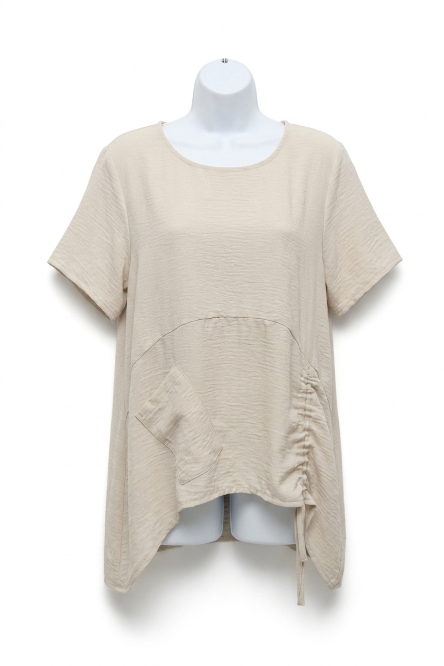 NEW JOSEPH RIBKOFF asymmetrical boxy top in moonstone